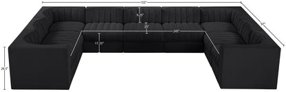 Rummi - Velvet Performance Fabric Upholstered 9 Piece Modular Sectional