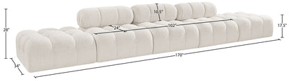 Ames - 5 Piece Boucle Upholstered Modular Sofa With 2 Armless Seats