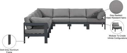 Nizuc - Outdoor Patio 7 Piece Modular Sectional With Gray Frame