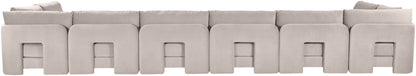 Hammond - Velvet Performance Fabric Upholstered 8 Piece U-Shaped Armless Sectional - Beige