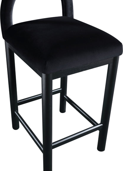 Conrad - Velvet Counter Stool With Black Legs