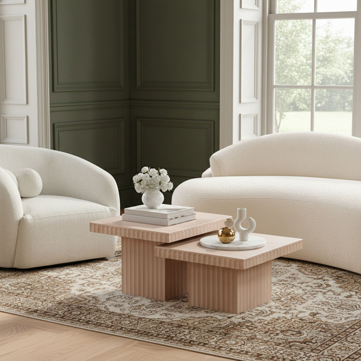 Spencer - 15" Oak Veneer 2 Piece Coffee Table