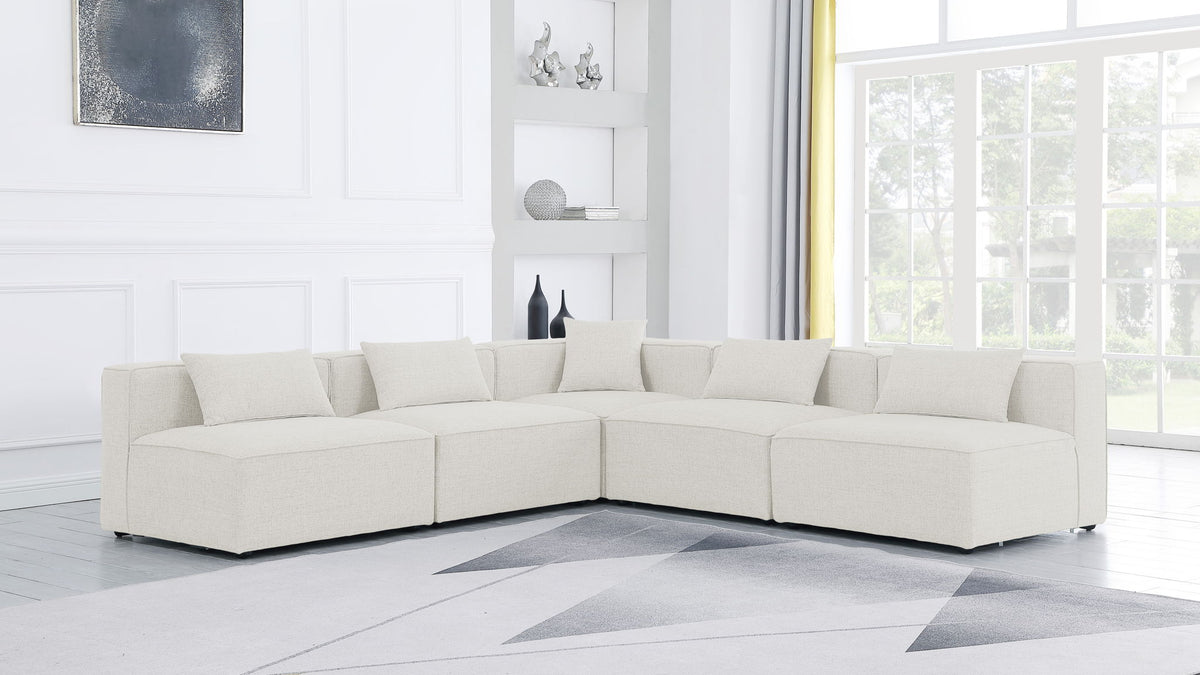 Cube - Linen 5 Piece Modular Corner Armless Sectional