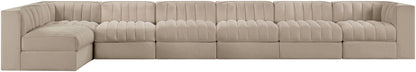 Rummi - Velvet Performance Fabric Upholstered 7 Piece Modular Sectional, L-Shaped (Right)