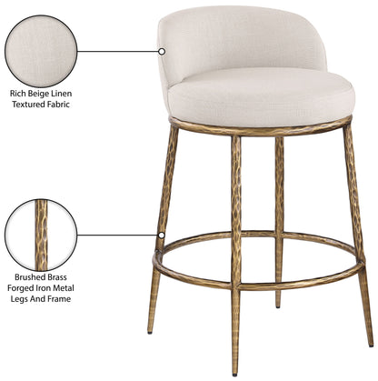 Ferro - Upholstered Counter Stool With Brushed Gold Base