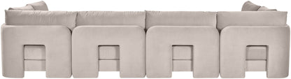 Hammond - Velvet Performance Fabric Upholstered 6 Piece U-Shaped Armless Sectional