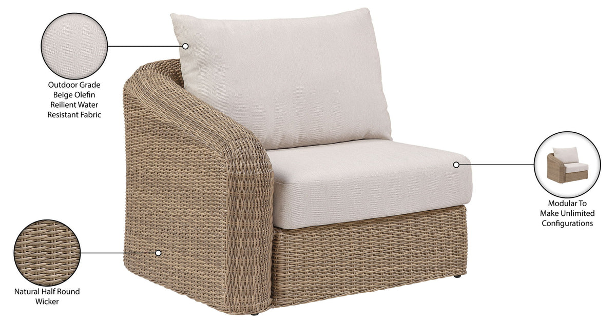 Seacrest - Olefin Water Resistant Fabric And Wicker Outdoor Patio Left Arm Chair