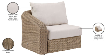 Seacrest - Olefin Water Resistant Fabric And Wicker Outdoor Patio Left Arm Chair