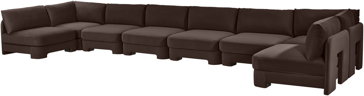 Hammond - Velvet Performance Fabric Upholstered 8 Piece U-Shaped Armless Sectional - Beige