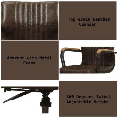 Joslin - Office Chair - Distress Chocolate Top Grain Leather