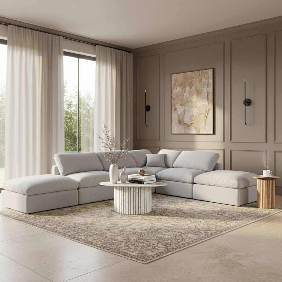 Indulge - Linen 6 Piece Modular Armless Sectional
