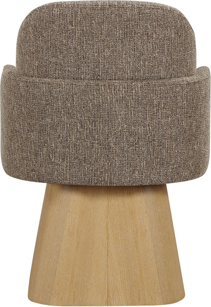 Marlowe - Linen Textured Fabric Upholstered Swivel Dining Arm Chair - Stained Natural