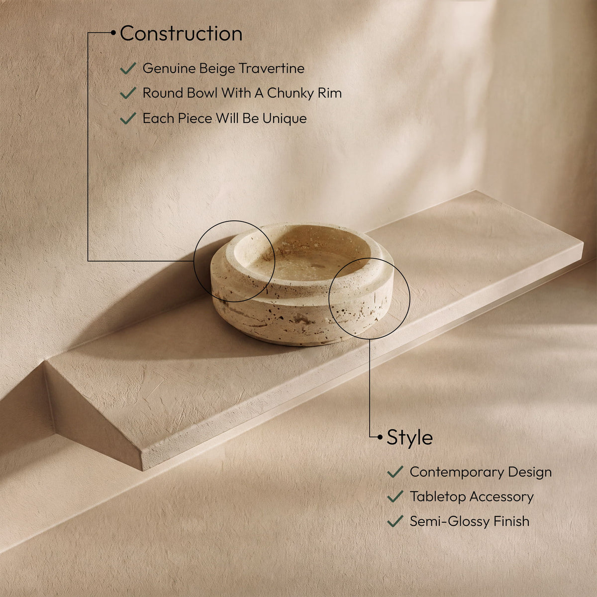 Parsons - Travertine Bowl