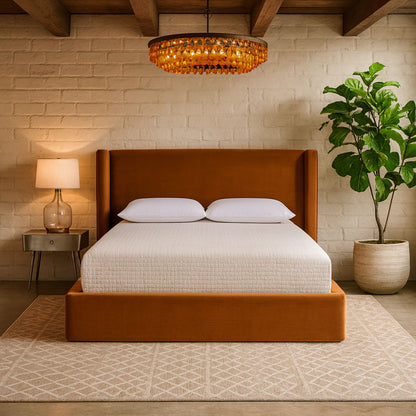 Kendall - Velvet Upholstered Bed - Cognac