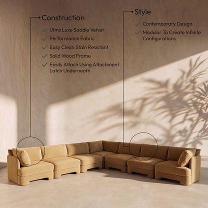 Hammond - Velvet Performance Fabric Upholstered 7 Piece Corner Sectional
