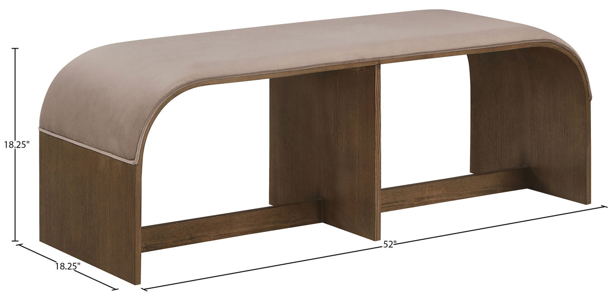 Sable - 52" Velvet Performance Fabric Upholstered Bench