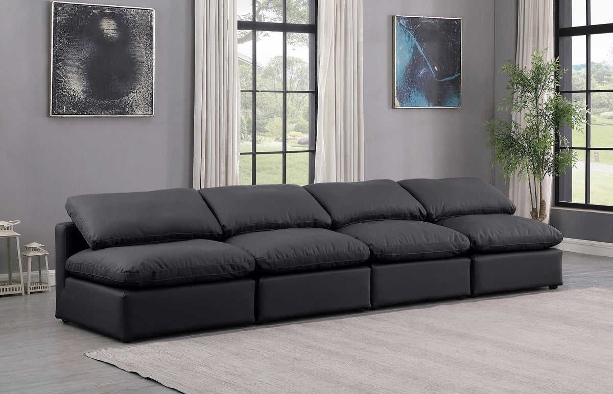 Indulge - Faux Leather 4 Seat Modular Armless Sofa