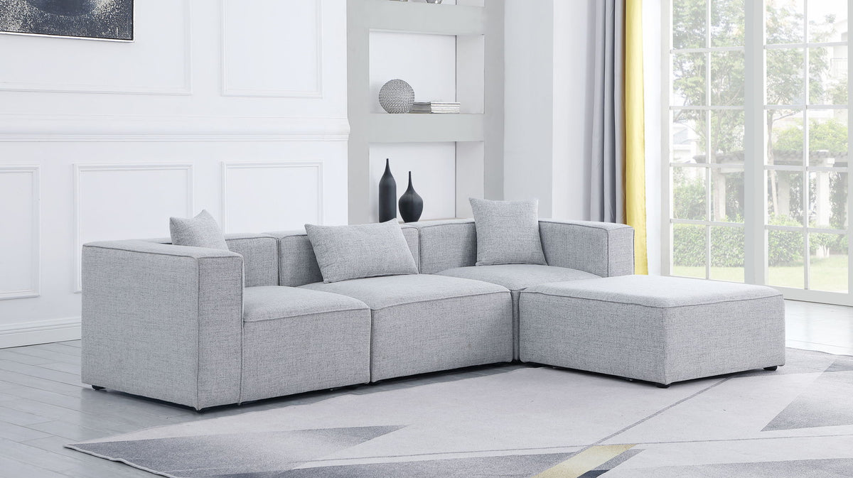 Cube - Linen 4 Piece Modular Sectional With Chaise