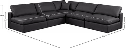Comfy - 5 Piece Faux Leather Modular Corner Armless Sectional