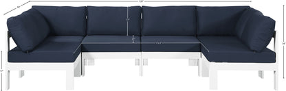 Nizuc - Outdoor Patio 6 Piece Modular Sectional With White Frame