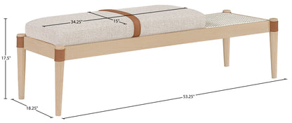 Nara - Linen Textured Fabric Upholstered Bench - Painted Natural
