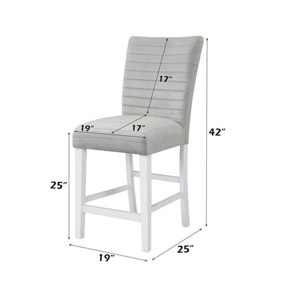 Elizaveta - Counter Height Chair (Set of 2) - Gray Velvet &White High Gloss