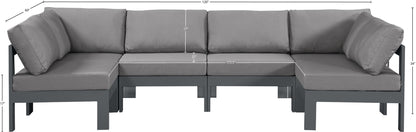 Nizuc - Outdoor Patio 6 Piece Modular Sectional With Gray Frame