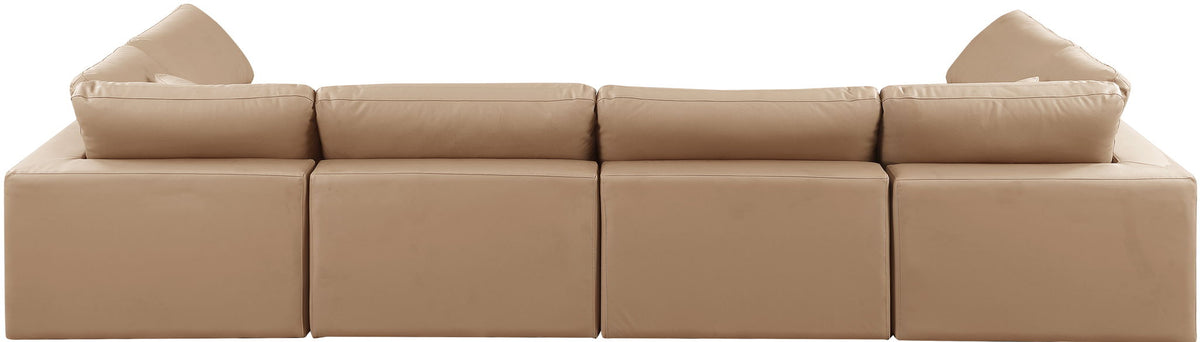 Comfy - 6 Piece Faux Leather Modular Armless Sectional - Tan