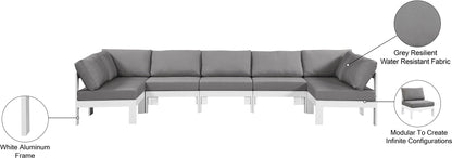 Nizuc - Outdoor Patio 7 Piece Modular Sectional With White Frame