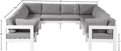 Nizuc - Outdoor Patio 10 Piece Modular Sectional With White Frame