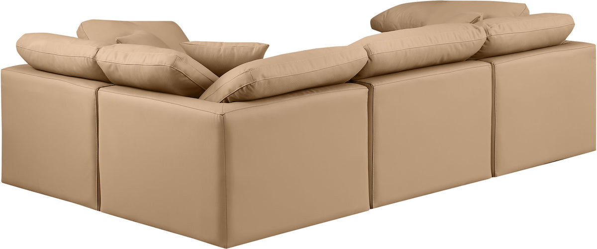 Indulge - Faux Leather 4 Piece Modular Corner Sectional - Tan