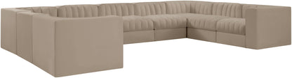Rummi - Velvet Performance Fabric Upholstered 9 Piece Modular Sectional