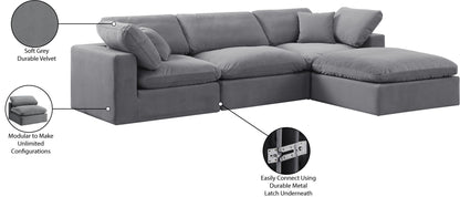 Comfy - 4 Piece Velvet Modular Sectional With Chaise