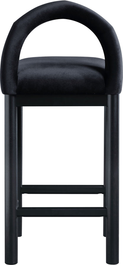Conrad - Velvet Counter Stool With Black Legs