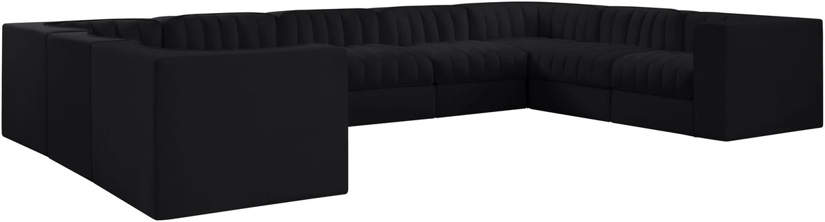 Rummi - Velvet Performance Fabric Upholstered 9 Piece Modular Sectional