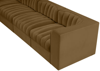 Rummi - Velvet Performance Fabric Upholstered 4 Piece Modular Sofa