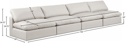 Comfy - Faux Leather Modular Armless Sofa 4 Seats