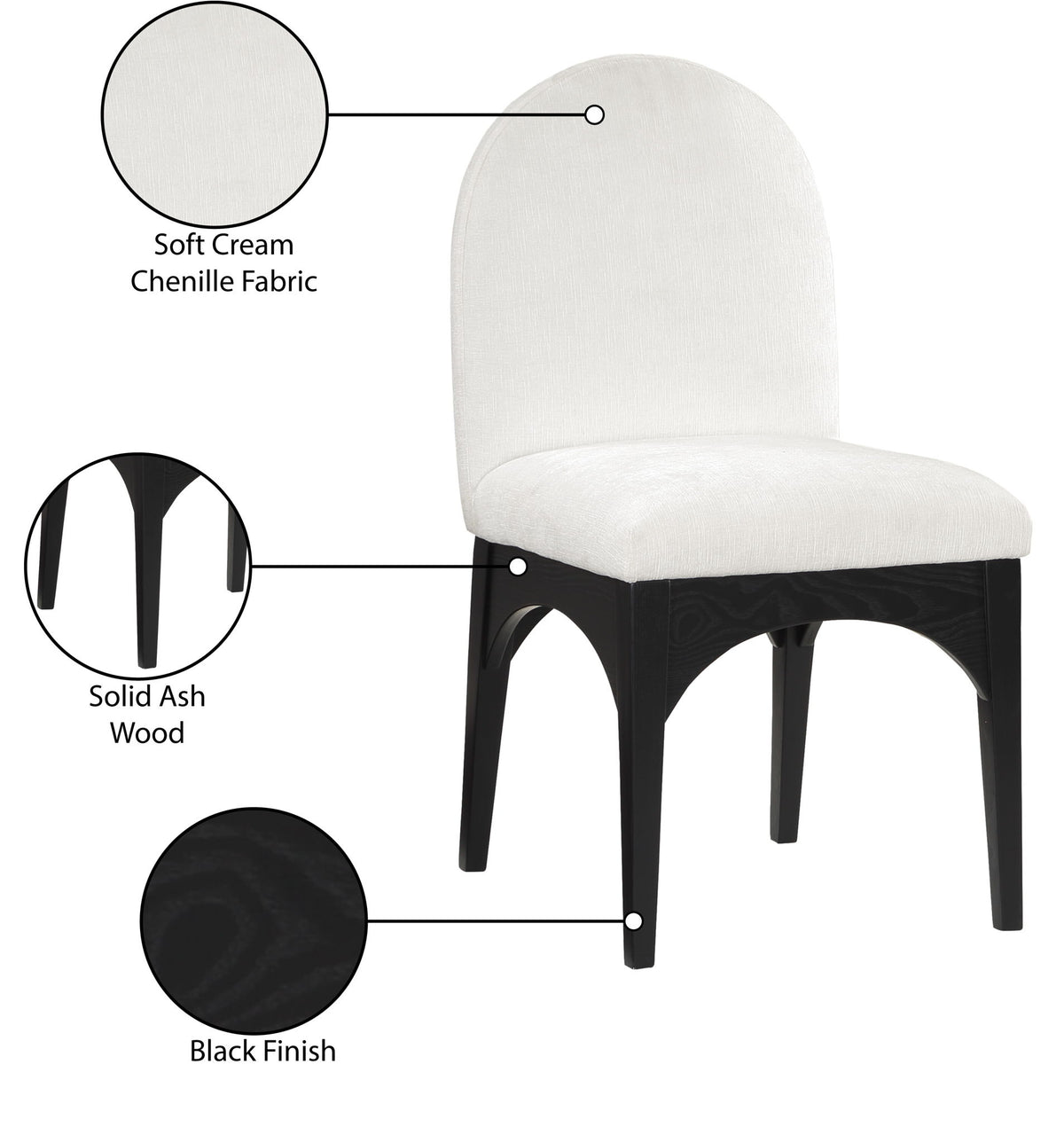 Waldorf - Chenille Dining Side Chair With Black Legs