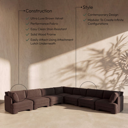 Hammond - Velvet Performance Fabric Upholstered 7 Piece Corner Sectional