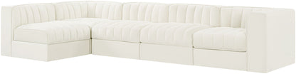 Rummi - Velvet Performance Fabric Upholstered 5 Piece Modular Sectional, L-Shaped (Right)