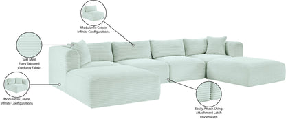 Shaggy - 6 Piece Modular Sectional With 2 Ottomans