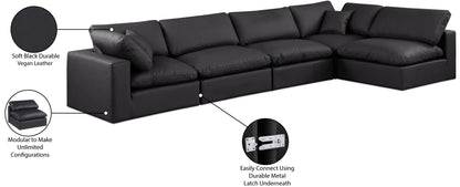 Comfy - 5 Piece Faux Leather Modular Sectional