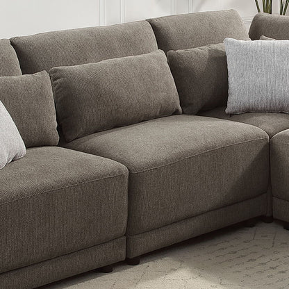 Rylie - Modular Armless Chair With Pillow - Brown Linen