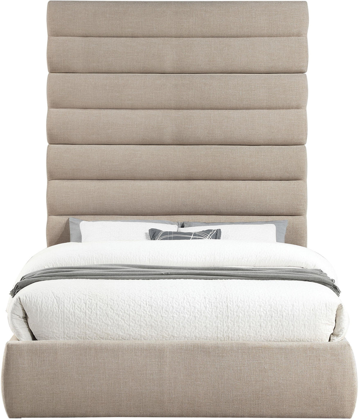 Adam - Linen Fabric Bed With 89" Headboard