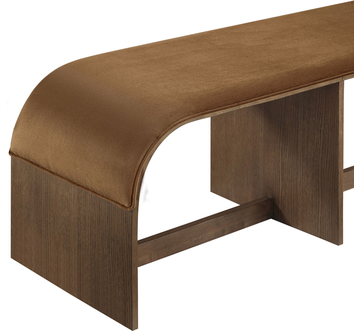 Sable - 52" Velvet Performance Fabric Upholstered Bench - Saddle