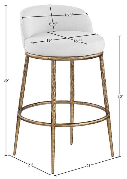 Ferro - Performance Fabric Upholstered Bar Stool - Antique Brass