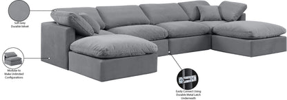 Indulge - Velvet 6 Piece Modular Double Chaise Sectional