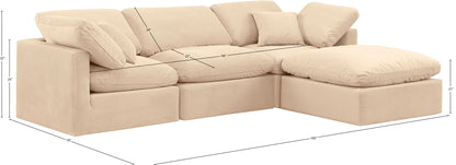 Indulge - Velvet 4 Piece Modular Sectional With Chaise