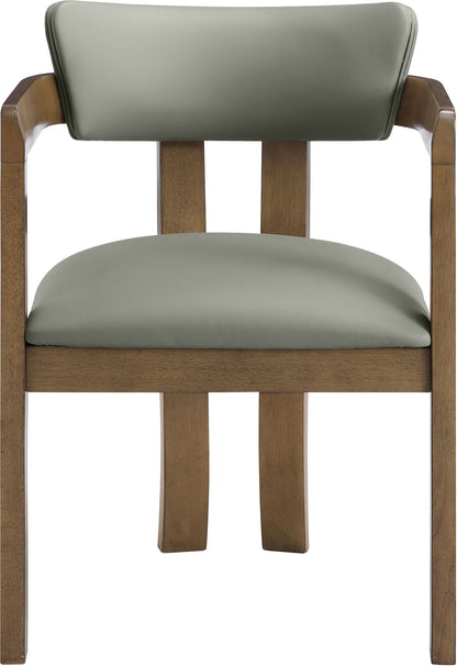 Lavrin - Vegan Leather Upholstered Dining Arm Chair (Set of 2) - Walnut Base