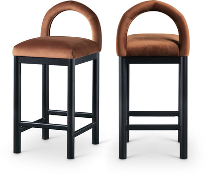 Conrad - Velvet Counter Stool With Black Legs
